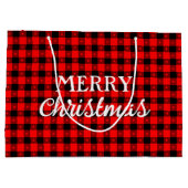 Buffalo Kariert mit Sternen Rot Schwarz Frohe Weih Große Geschenktüte (Rückseite)