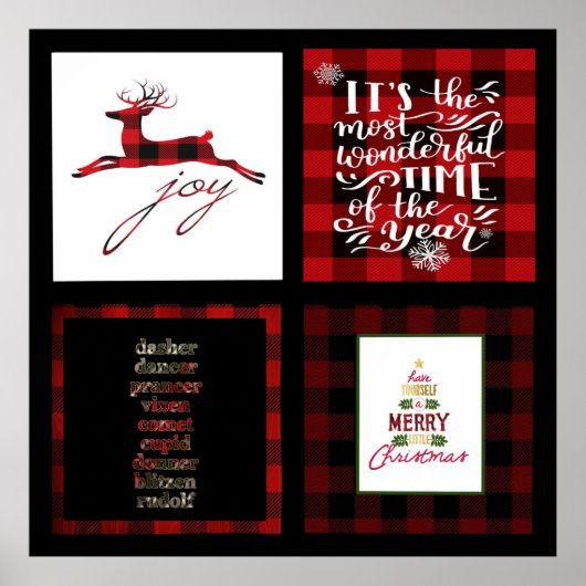 Buffalo Kariert mit Weihnachts Quotes Poster (Vorne)