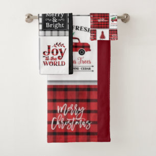 Buffalo Kariert mit Weihnachtsquotes Badhandtuch Set
