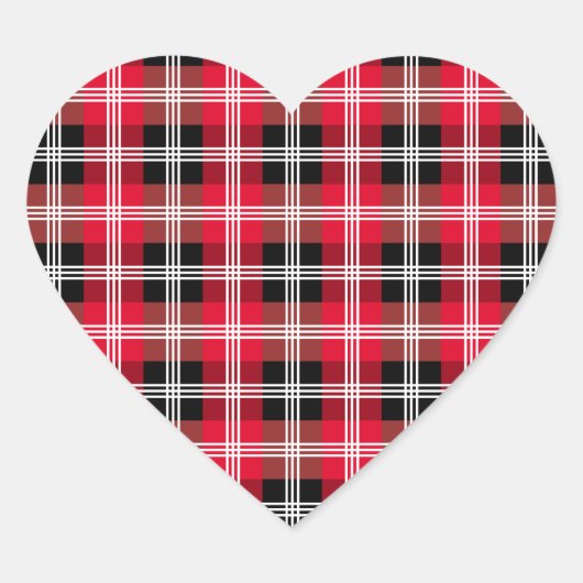 Buffalo kariert mit weißen Streifen Herz-Aufkleber (Vorderseite)