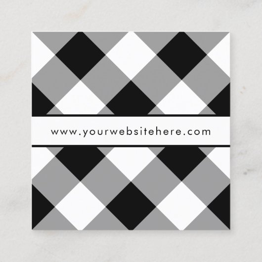 Buffalo Kariert Moderne Schwarz und Weiß Quadratische Visitenkarte (Rückseite)