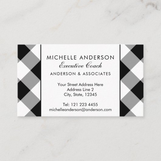 Buffalo Kariert Moderne Schwarz-Weiß-Technik Visitenkarte (Vorderseite)