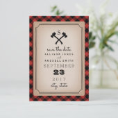 Buffalo Kariert Monogram Ax Save the Date (Stehend Vorderseite)