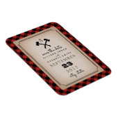 Buffalo Kariert Monogram Ax Save the Date Magnet (Rechte Seite)