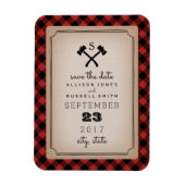 Buffalo Kariert Monogram Ax Save the Date Magnet (Vertikal)
