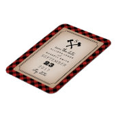 Buffalo Kariert Monogram Ax Save the Date Magnet (Linke Seite)