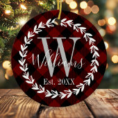 Buffalo Kariert Monogram Name Familie Weihnachten Keramik Ornament