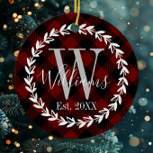 Buffalo Kariert Monogram Name Familie Weihnachten Keramik Ornament