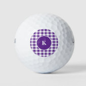Buffalo Kariert Monogram personalisieren Lila Whit Golfball (Vorderseite)