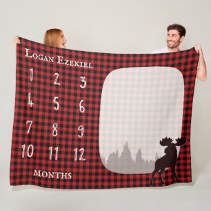 Buffalo Kariert Moose Lumberjack Baby Milestone Fleecedecke