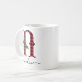 Buffalo Kariert N Monogram Weihnachtskaffee Tasse (Vorderseite Links)