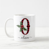 Buffalo Kariert O Monogram Weihnachtskaffee Tasse (Links)