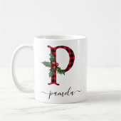 Buffalo Kariert P Monogram Weihnachtskaffee Tasse (Links)