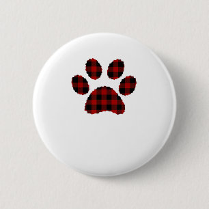 Buffalo Kariert Paw print Dog oder Cat Lovers Chri Button