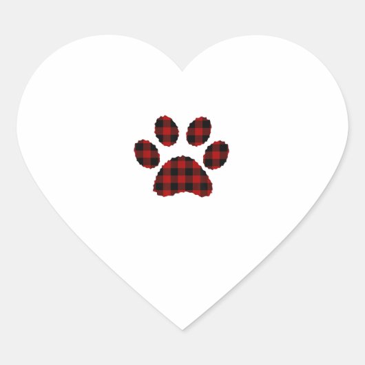 Buffalo Kariert Paw print Dog oder Cat Lovers Chri Herz-Aufkleber (Vorderseite)