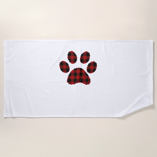 Buffalo Kariert Paw print Dog oder Cat Lovers Chri Strandtuch (Vorderseite)