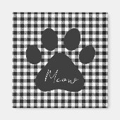 Buffalo Kariert Paw Print Schwarz-weiß Meow Classi Magnet (Vorne)