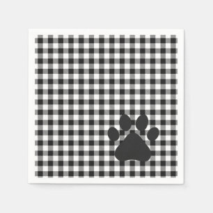 Buffalo Kariert Paw Print Schwarz-weiß Pet Lover S Serviette