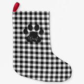 Buffalo Kariert Paw Print Schwarz-weiße WOOF Class Kleiner Weihnachtsstrumpf (Vorderseite)
