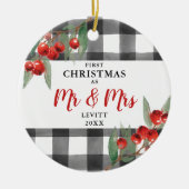 Buffalo Kariert Personalisiert 1. Weihnachten Mr.  Keramik Ornament (Vorne)