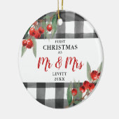 Buffalo Kariert Personalisiert 1. Weihnachten Mr.  Keramik Ornament (Links)