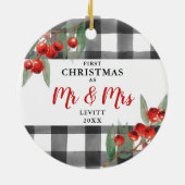 Buffalo Kariert Personalisiert 1. Weihnachten Mr.  Keramik Ornament (Hinten)