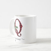 Buffalo Kariert Q Monogram Weihnachtskaffee Tasse (Vorderseite Links)