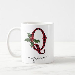 Buffalo Kariert Q Monogram Weihnachtskaffee Tasse
