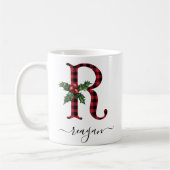 Buffalo Kariert R Monogram Weihnachtskaffee Tasse (Links)