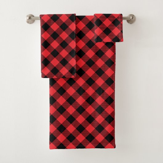 Buffalo Kariert Red Black Karo Badhandtuch Set (Insitu)