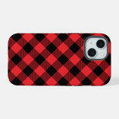Buffalo Kariert Red Black Karo iPhone 15 Hülle (Rückseite (Horizontal))