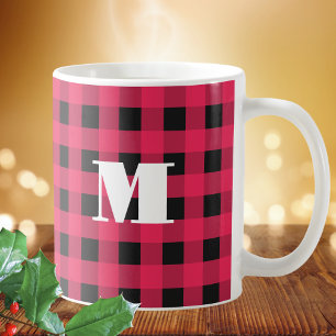 Buffalo Kariert Red Black Karo Monogram Christmas Kaffeetasse