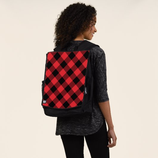 Buffalo Kariert Red Black Karo Rucksack (Ausgewaschen)
