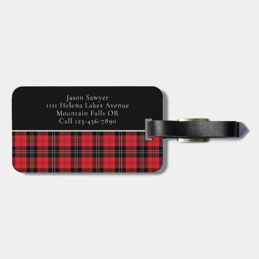 Buffalo Kariert Red Black Monogram Gepäckanhänger (Rückseite horizontal)