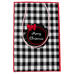 Buffalo Kariert Red Bow Frohe Weihnachten Mittlere Geschenktüte