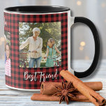 Buffalo Kariert Red Christmas Family Foto Collage Tasse<br><div class="desc">Diese Büffel-karierte Tasse ist das ideale Weihnachtsgeschenk für Oma,  Opa oder jeden! Fügen Sie Ihre eigenen Fotos hinzu und passen Sie Ihre Nachricht für jeden an</div>