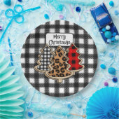 Buffalo Kariert, Red Gingham Weihnachtsbaumen Pappteller (Party)