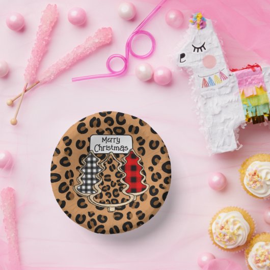 Buffalo Kariert, Red Gingham Weihnachtsbaumen Pappteller (Party)