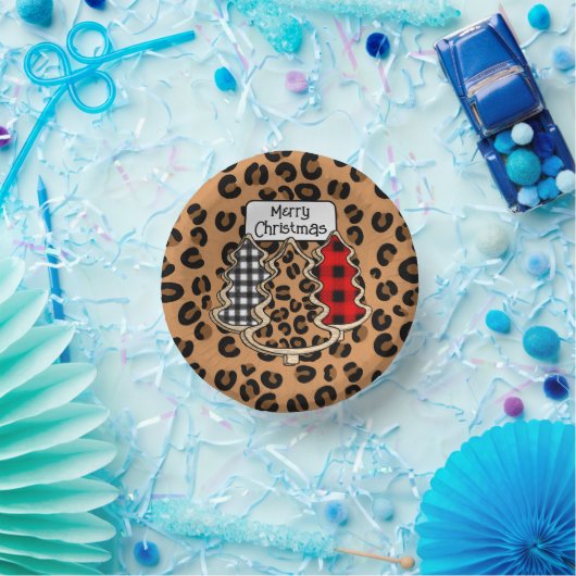 Buffalo Kariert, Red Gingham Weihnachtsbaumen Pappteller (Party)