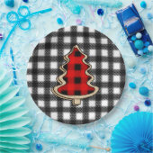 Buffalo Kariert, Red Gingham Weihnachtsbaumen Pappteller (Party)