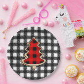 Buffalo Kariert, Red Gingham Weihnachtsbaumen Pappteller (Party)
