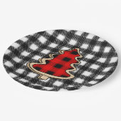 Buffalo Kariert, Red Gingham Weihnachtsbaumen Pappteller (Schrägansicht)