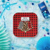 Buffalo Kariert, Red Gingham Weihnachtsbaumen Pappteller (Party)
