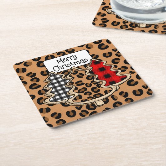 Buffalo Kariert, Red Gingham Weihnachtsbaumen Rechteckiger Pappuntersetzer (angewinkelt)