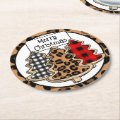 Buffalo Kariert, Red Gingham, Weihnachtsbaumen Runder Pappuntersetzer (Angewinkelt)