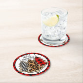 Buffalo Kariert, Red Gingham, Weihnachtsbaumen Runder Pappuntersetzer (Vor Ort)