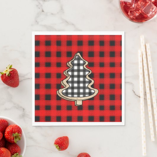 Buffalo Kariert, Red Gingham Weihnachtsbaumen Serviette (Beispiel)