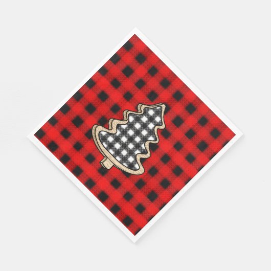 Buffalo Kariert, Red Gingham Weihnachtsbaumen Serviette (Ecke)