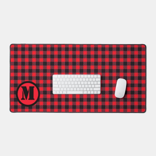 Buffalo Kariert Red Lumberjack Muster Mit Monogram Schreibtischunterlage (Tastatur & Maus)