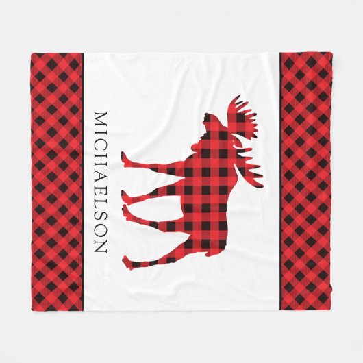 Buffalo Kariert Red Rustic Xmas Elche Silhouette Fleecedecke (Vorderseite (Horizontal))